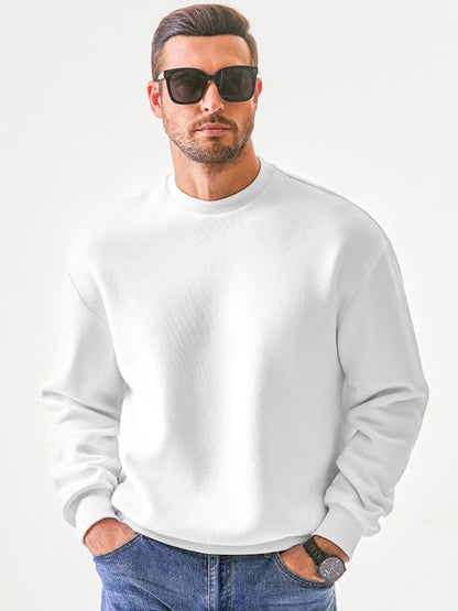 JMIERR Men's Casual Long Sleeves Crewneck Sweatshirts Cotton Pullover Sweatshirt for Men