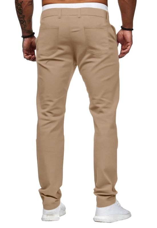 HUNGSON Mens Chinos Slim Fit Stretch Flat-Front Skinny Dress Pants