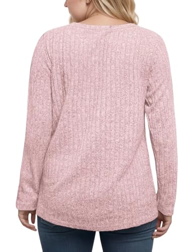 DOLNINE Women's Plus-Size-Tops Long Sleeve Comfy Crewneck Shirts Lightweight Casual Loose Fit Sweatshirts Tunics XL-5XL