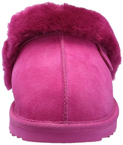 Dearfoams Women's Fireside Sydney Shearling Fur Indoor/Outdoor Scuff Slipper with Wide Widths