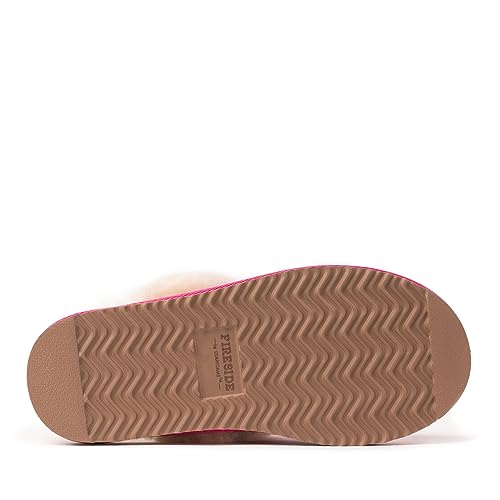 Dearfoams Women's Fireside Sydney Shearling Fur Indoor/Outdoor Scuff Slipper with Wide Widths