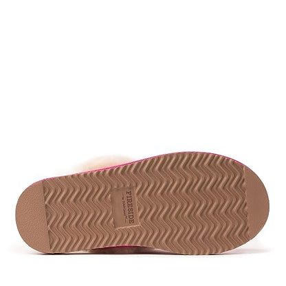 Dearfoams Women's Fireside Sydney Shearling Fur Indoor/Outdoor Scuff Slipper with Wide Widths