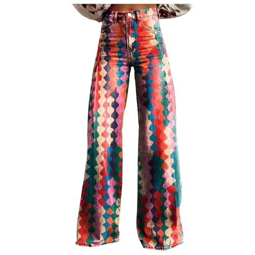 Jeans for Women High Waist Stretchy Classic Button Fly Stretchy Straight Legs Denim Pants Loose Boyfriend Denim Pant