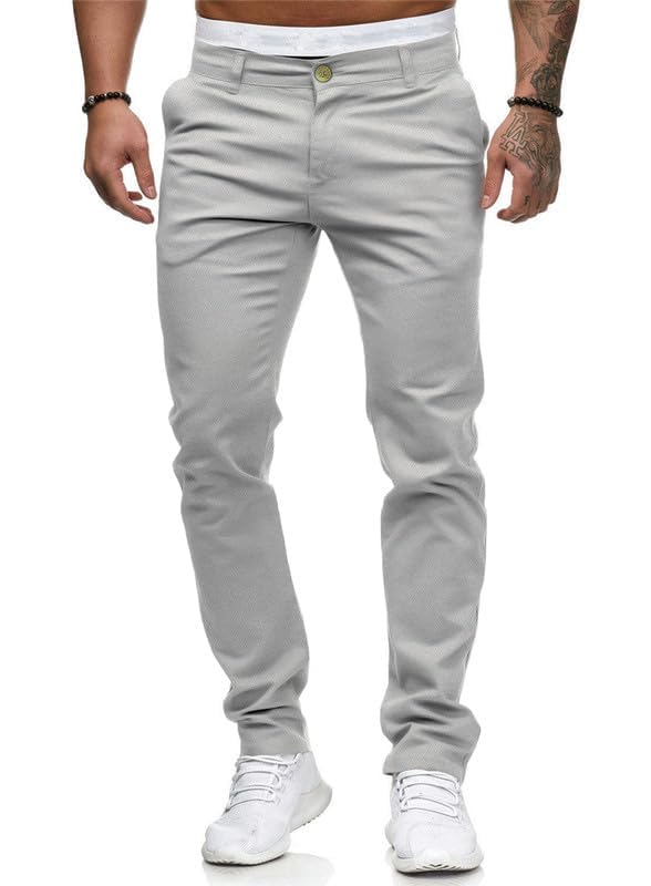 HUNGSON Mens Chinos Slim Fit Stretch Flat-Front Skinny Dress Pants