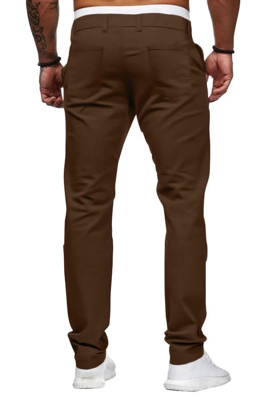 HUNGSON Mens Chinos Slim Fit Stretch Flat-Front Skinny Dress Pants