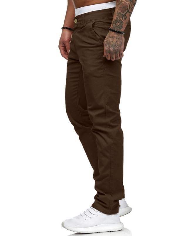 HUNGSON Mens Chinos Slim Fit Stretch Flat-Front Skinny Dress Pants
