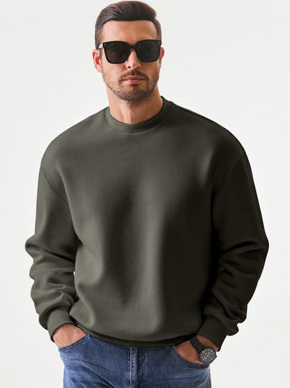 JMIERR Men's Casual Long Sleeves Crewneck Sweatshirts Cotton Pullover Sweatshirt for Men