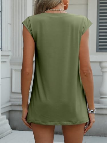 ANRABESS Womens Tank Top V Neck Cap Sleeve Summer Casual Loose Slit Side Sleeveless Tunic Tee Shirts 2025 Trendy Clothes