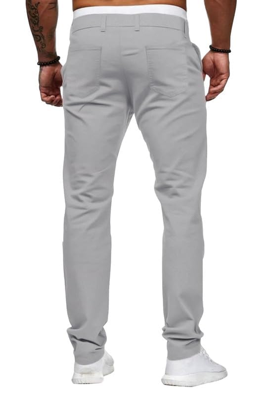 HUNGSON Mens Chinos Slim Fit Stretch Flat-Front Skinny Dress Pants