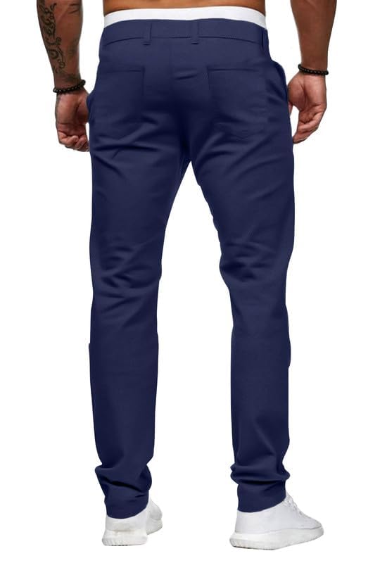 HUNGSON Mens Chinos Slim Fit Stretch Flat-Front Skinny Dress Pants