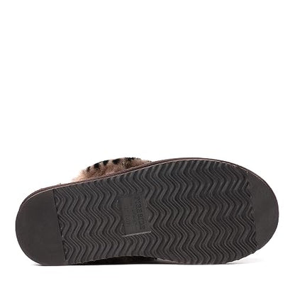 Dearfoams Women's Fireside Sydney Shearling Fur Indoor/Outdoor Scuff Slipper with Wide Widths
