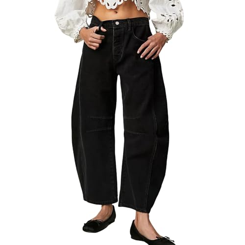 Jeans for Women High Waist Stretchy Classic Button Fly Stretchy Straight Legs Denim Pants Loose Boyfriend Denim Pant