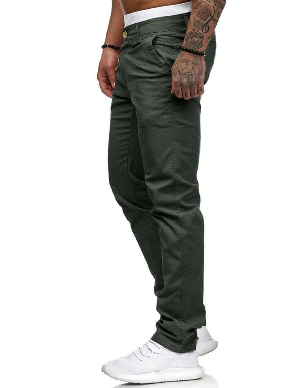 HUNGSON Mens Chinos Slim Fit Stretch Flat-Front Skinny Dress Pants