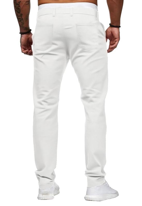 HUNGSON Mens Chinos Slim Fit Stretch Flat-Front Skinny Dress Pants