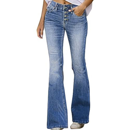 Women's Wide Leg Jeans High Waist Stretchy Classic High Rise Slimming Jeggings Cropped Wide-Leg Jeans