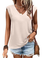 ANRABESS Womens Tank Top V Neck Cap Sleeve Summer Casual Loose Slit Side Sleeveless Tunic Tee Shirts 2025 Trendy Clothes