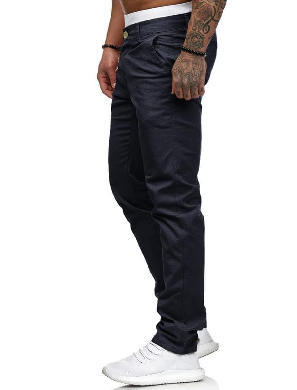 HUNGSON Mens Chinos Slim Fit Stretch Flat-Front Skinny Dress Pants