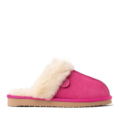 Dearfoams Women's Fireside Sydney Shearling Fur Indoor/Outdoor Scuff Slipper with Wide Widths