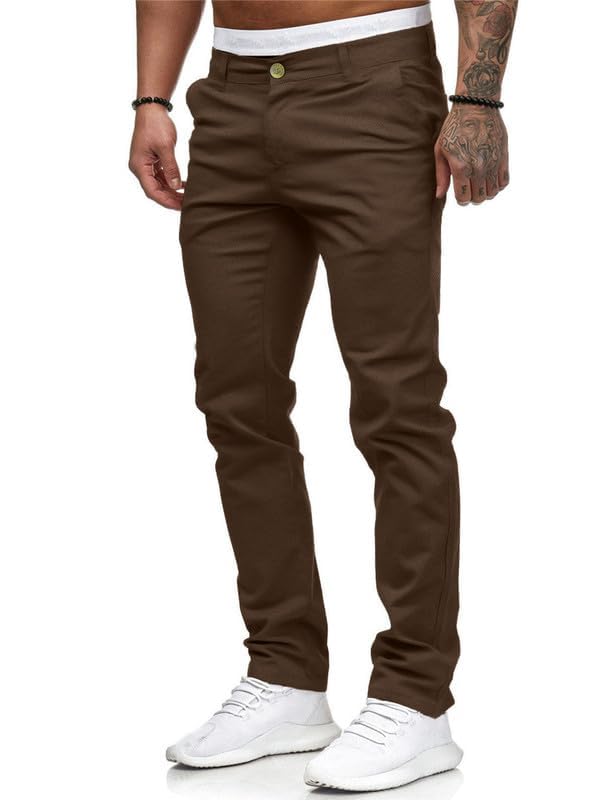 HUNGSON Mens Chinos Slim Fit Stretch Flat-Front Skinny Dress Pants