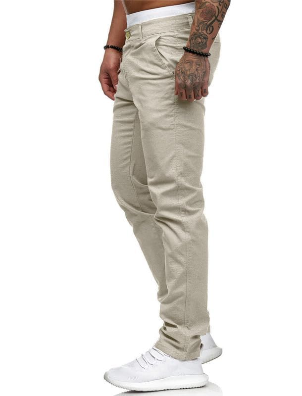 HUNGSON Mens Chinos Slim Fit Stretch Flat-Front Skinny Dress Pants