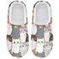 White Grey Cat Mens Womens Spa Slippers Cozy Memory Foam Slippers Indoor Outdoor House Slippers Size 4-12