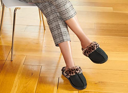 Dearfoams Women's Fireside Sydney Shearling Fur Indoor/Outdoor Scuff Slipper with Wide Widths