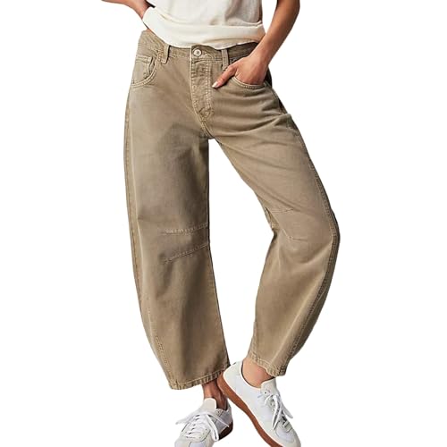 Jeans for Women High Waist Stretchy Classic Button Fly Stretchy Straight Legs Denim Pants Loose Boyfriend Denim Pant
