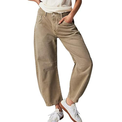 Jeans for Women High Waist Stretchy Classic Button Fly Stretchy Straight Legs Denim Pants Loose Boyfriend Denim Pant
