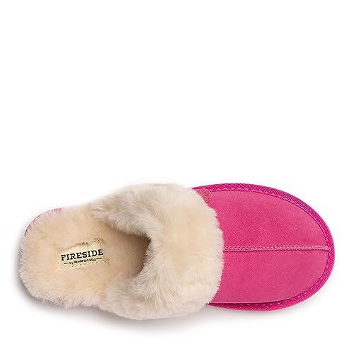 Dearfoams Women's Fireside Sydney Shearling Fur Indoor/Outdoor Scuff Slipper with Wide Widths