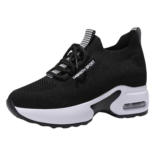 Women Sneakers Fashionable New Pattern Simple Solid Color Lace Up Thick Sole Increase Sneaker Insoles Women Arch Support
