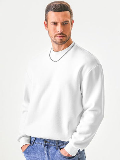 JMIERR Men's Casual Long Sleeves Crewneck Sweatshirts Cotton Pullover Sweatshirt for Men