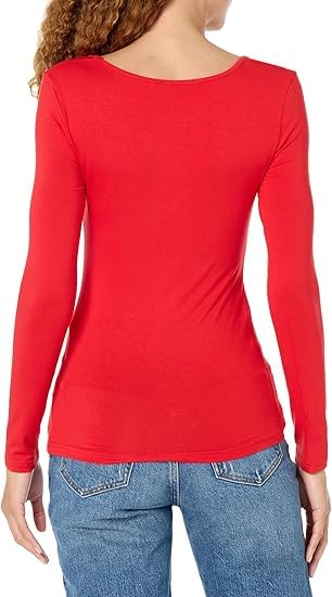MANGOPOP Womens Square Neck T Shirts Long Sleeve Tops Fitted Tees