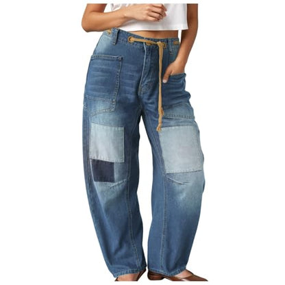 Women's Wide Leg Jeans High Waist Stretchy Classic High Rise Slimming Jeggings Cropped Wide-Leg Jeans
