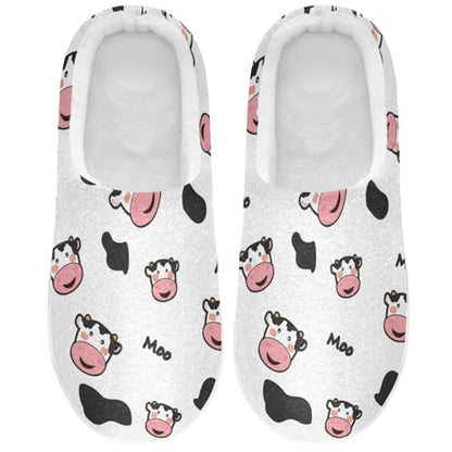 Cute Cow Face Mens Womens Spa Slippers Cozy Memory Foam Slippers Indoor Outdoor House Slippers XS