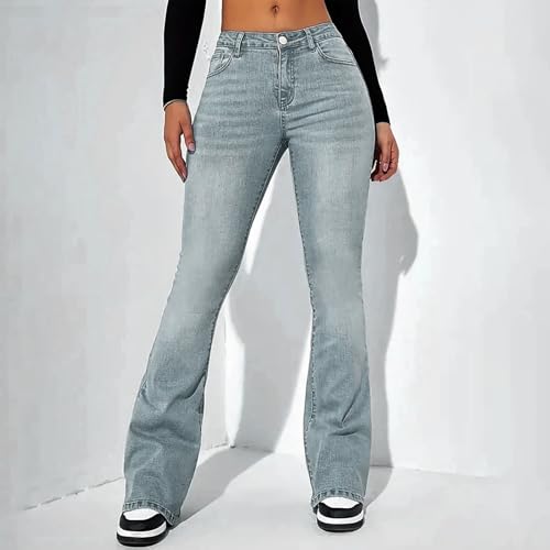 Women's Modern Straight Jeans Wide Leg Casual 2024 Boyfriend Cropped Raw Hem Denim Pants Cropped Wide-Leg Jeans