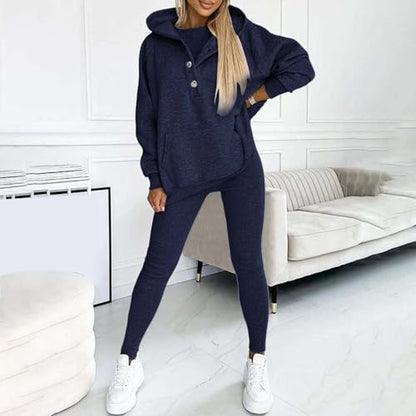 Lounge Sets for Women - 2 Piece Button Thick Outfits Sweatsuit Hoodies with Pants Fall Jogging Track Suits for Women