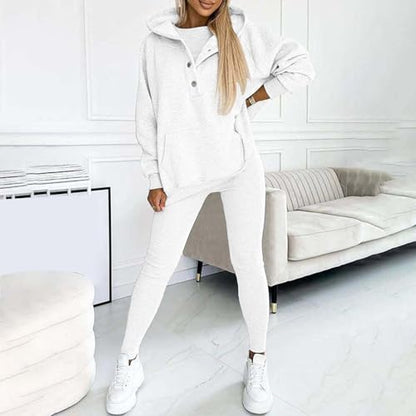 Lounge Sets for Women - 2 Piece Button Thick Outfits Sweatsuit Hoodies with Pants Fall Jogging Track Suits for Women