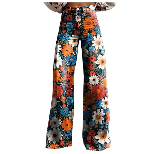 Jeans for Women High Waist Stretchy Classic Button Fly Stretchy Straight Legs Denim Pants Loose Boyfriend Denim Pant