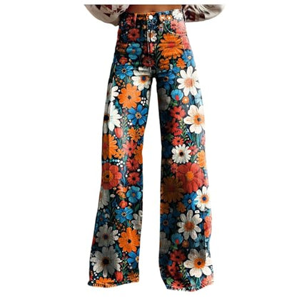 Jeans for Women High Waist Stretchy Classic Button Fly Stretchy Straight Legs Denim Pants Loose Boyfriend Denim Pant