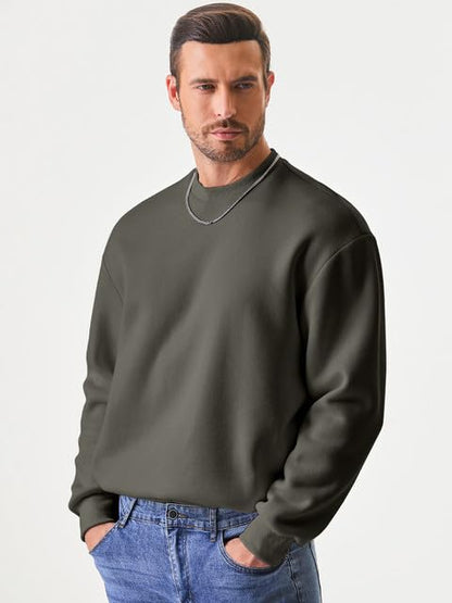 JMIERR Men's Casual Long Sleeves Crewneck Sweatshirts Cotton Pullover Sweatshirt for Men