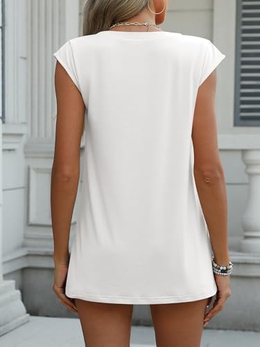 ANRABESS Womens Tank Top V Neck Cap Sleeve Summer Casual Loose Slit Side Sleeveless Tunic Tee Shirts 2025 Trendy Clothes