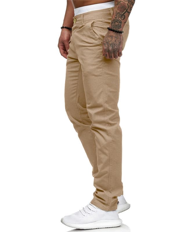 HUNGSON Mens Chinos Slim Fit Stretch Flat-Front Skinny Dress Pants