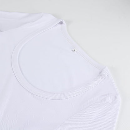 Artfish Women's Square Neck Long Sleeve Ribbed Slim Fitted Casual Basic Crop Top