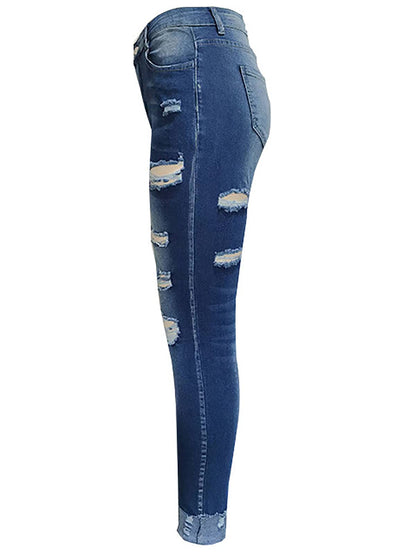 KUNMI Women's Ripped Mid Waisted Boyfriend Jeans Loose Fit Distressed Stretchy Denim Pants