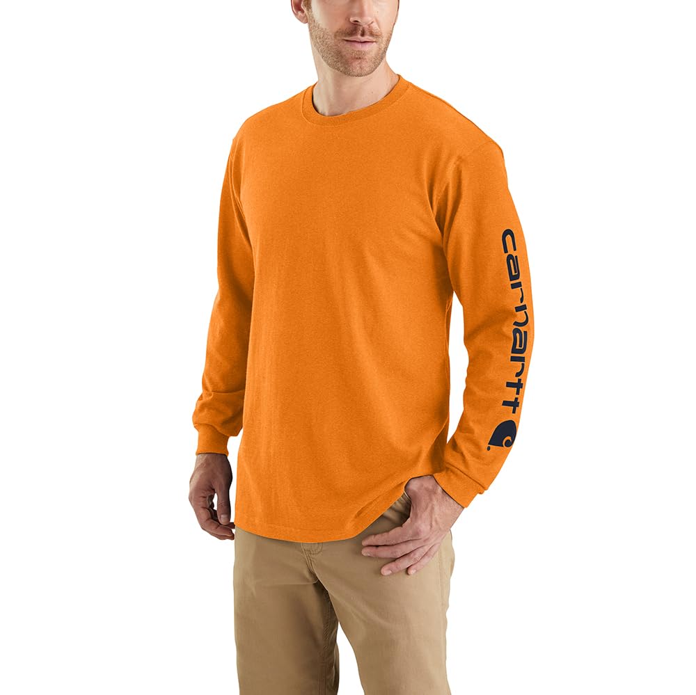 Carhartt Men's Loose Fit Heavyweight Long-Sleeve Logo Sleeve Graphic T-Shirt