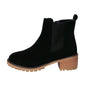 Leather Boots Women 6 Women's Fashion Autumn Winter Leather Leather Solid Color Ankle Boots Temperament Casual Slip On