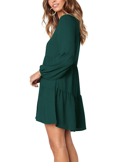 Amoretu Women Summer Tunic Dress V Neck Casual Loose Flowy Swing Shift Dress