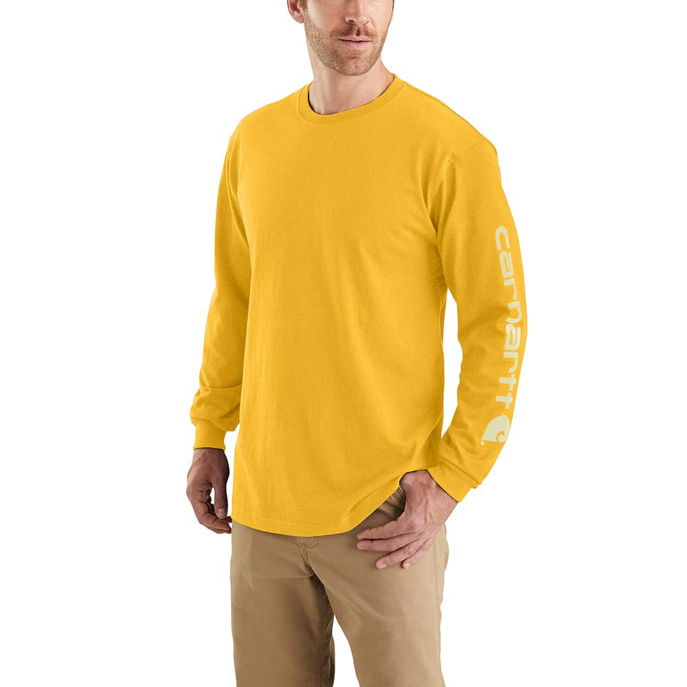 Carhartt Men's Loose Fit Heavyweight Long-Sleeve Logo Sleeve Graphic T-Shirt
