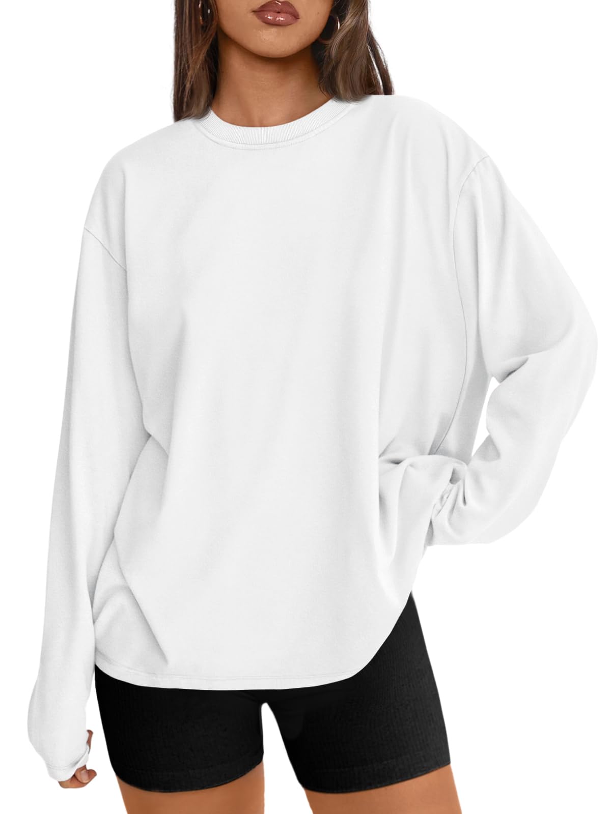 Trendy Queen Womens Oversized Long Sleeve T Shirts Basic Crewneck Tee Fall Tops Casual Workout Fashion Casual Y2K Clothes