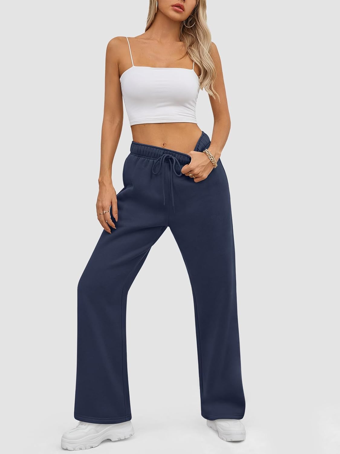 ATHMILE Womens Sweatpants 2024 Baggy Wide Fleece Lined Straight Leg Pants